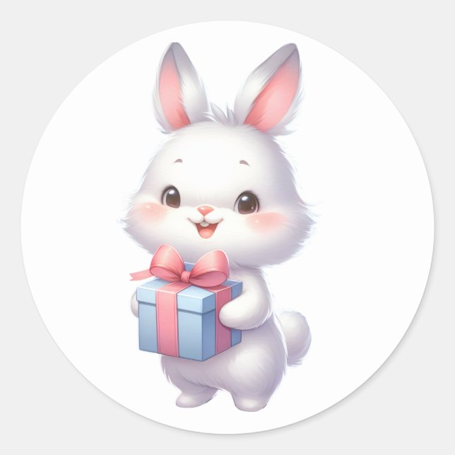 White Bunny Rabbit  Stickers (Front)