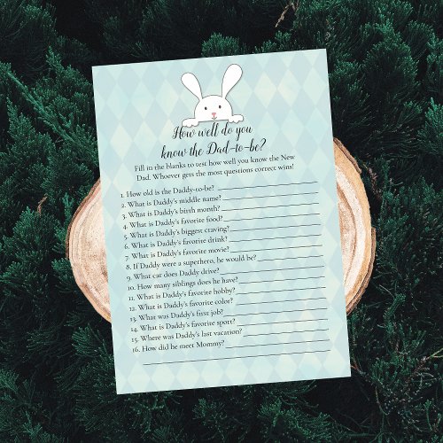 White Bunny Rabbit Who Knows Dad Best Shower Game Invitation