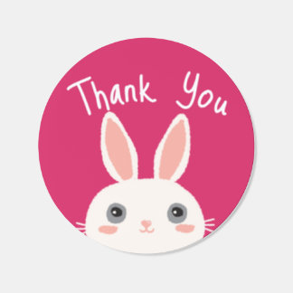 White Bunny Thank You Small Business Party Favor Classic Round Sticker