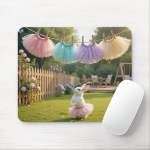 White Bunny Wearing a Pink Tutu Mouse Pad