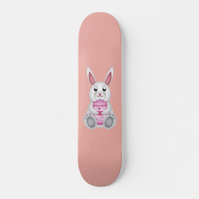 White bunny with Easter eggs Skateboard (Front)