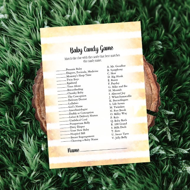 White Bunny Yellow Baby Candy Baby Shower Game Invitation (Creator Uploaded)