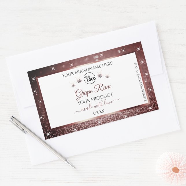 White Burgundy Glitter Product Label Logo Diamonds (Envelope)