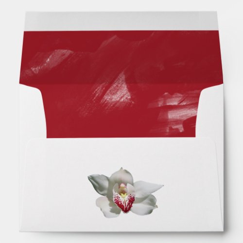 White Burgundy Orchid  5x7 Wedding Invitation  Envelope