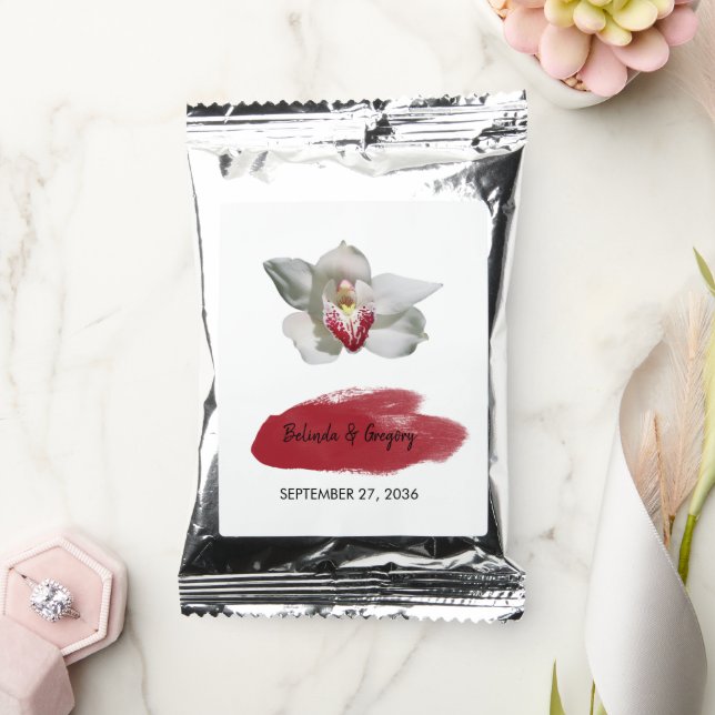 White Burgundy Orchid Wedding  Coffee Drink Mix (Wedding)