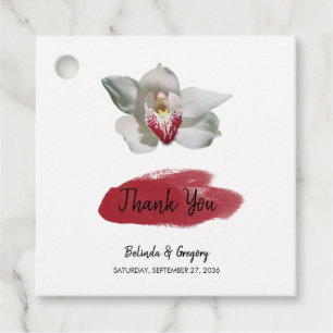 White Burgundy Orchid Wedding Gift Favor Tags
