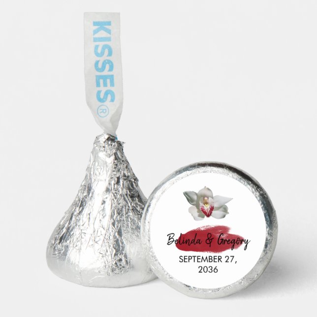 White Burgundy Orchid Wedding  Hershey®'s Kisses® (Front)