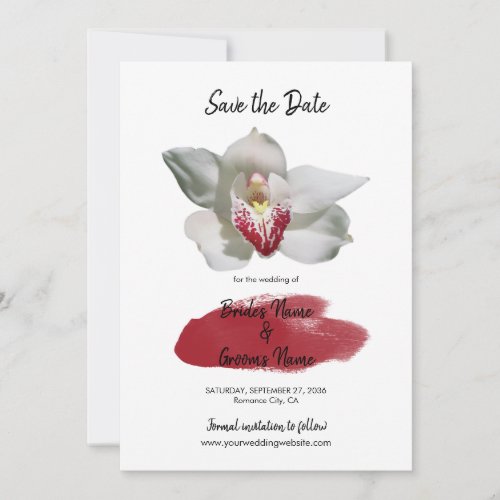 White Burgundy Orchid Wedding Save The Date