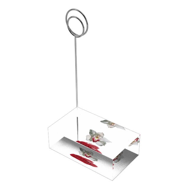 White Burgundy Orchid Wedding Table Number Place Card Holder (Corner)
