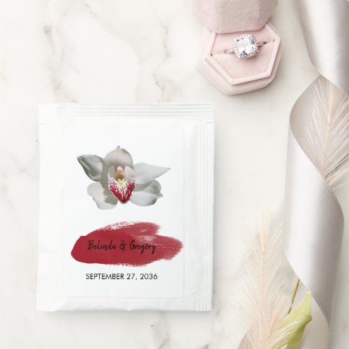 White Burgundy Orchid Wedding   Tea Bag Drink Mix