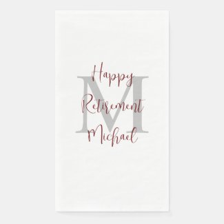 White Burgundy Retirement Party Name Monogram 