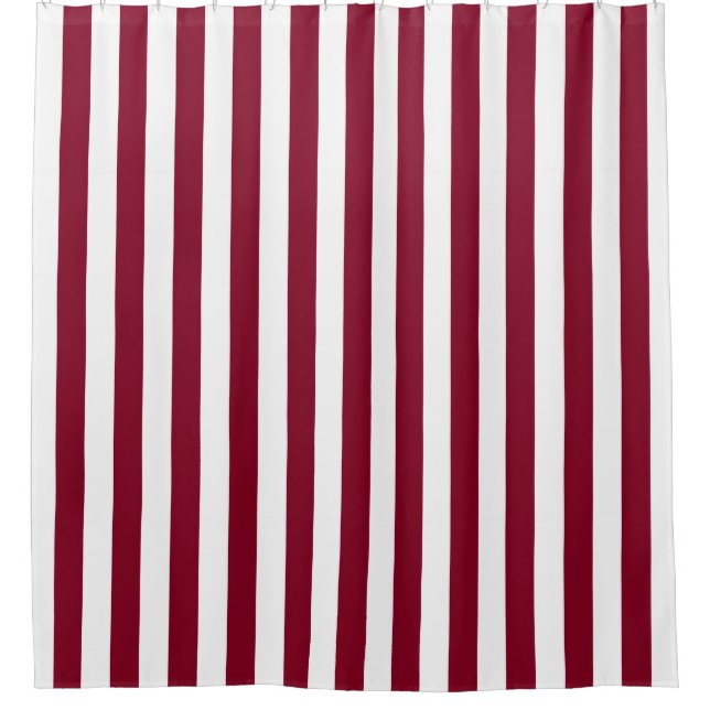 White Burgundy Vertical Stripe NL #0 Shower Curtain (Front)