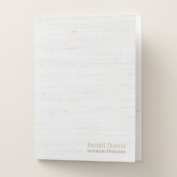 White Burlap Minimalistic Pocket Folder by artNimages at Zazzle