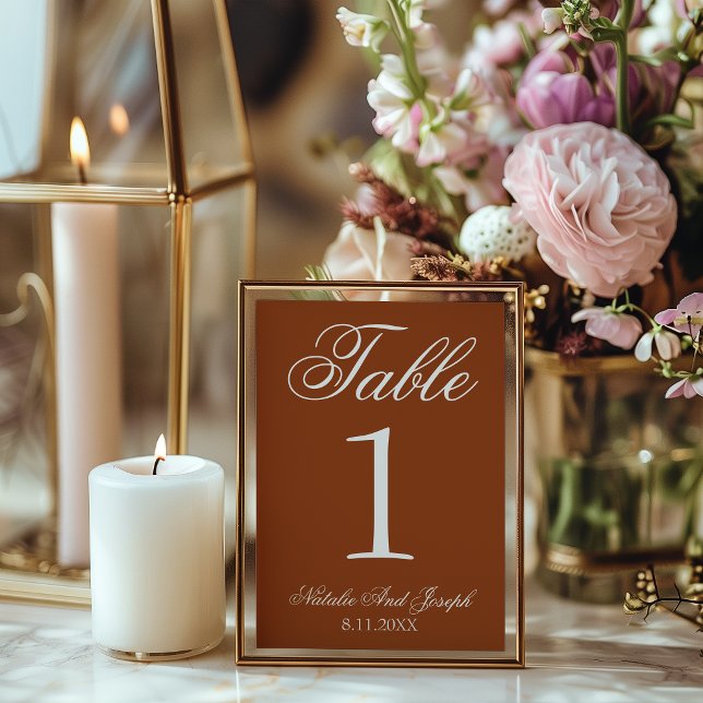 White Burnt Orange Old Money Wedding Table Number (Creator Uploaded)