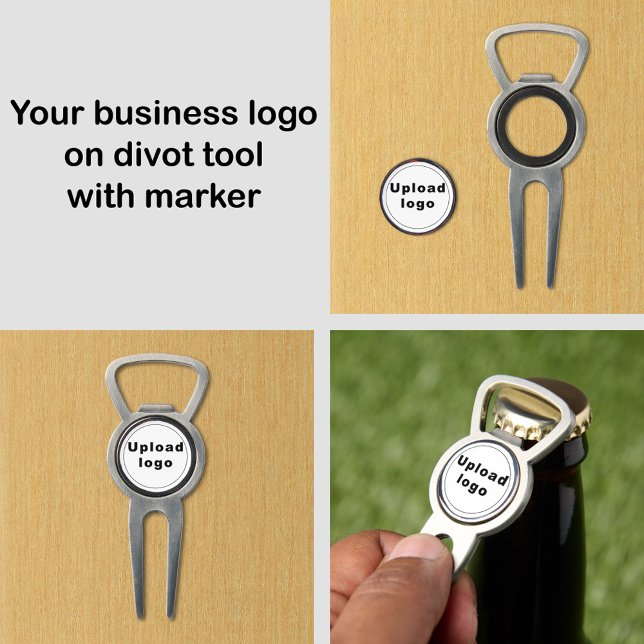 White Business Brand on Divot Tool With Marker (Your business logo on white background on divot tool bottle opener with marker.)