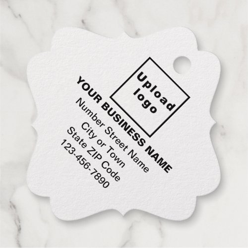 White Business Brand on Fancy Square Foil Tag