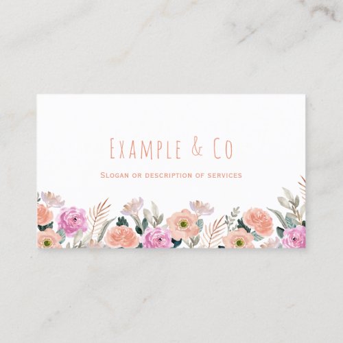 White Business Card Floral Pink Orange classic Business Card