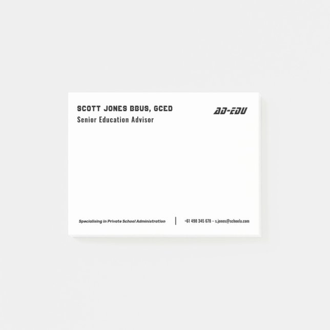 White Business Card Notes (Front)