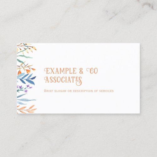 White Business Card Orange and Blue Wildflowers Business Card