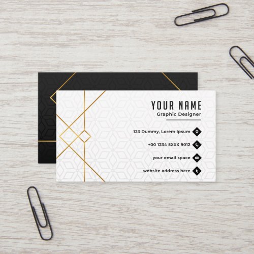 White business card template with some gold lines