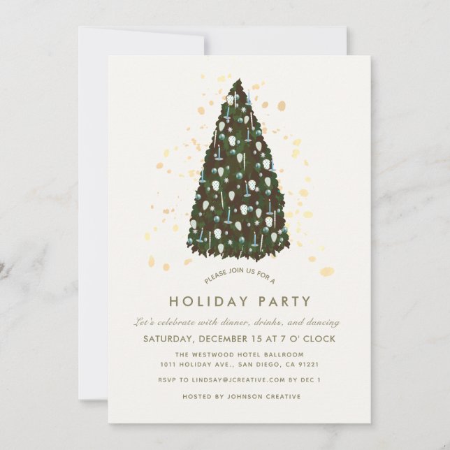 White Business Christmas Holiday Party Invitation (Front)