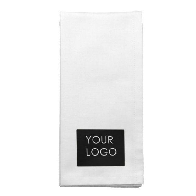 White Business Company Add Your Logo Dinner Cloth Napkin (Folded)