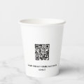 White business corporate logo qr code paper cups | Zazzle