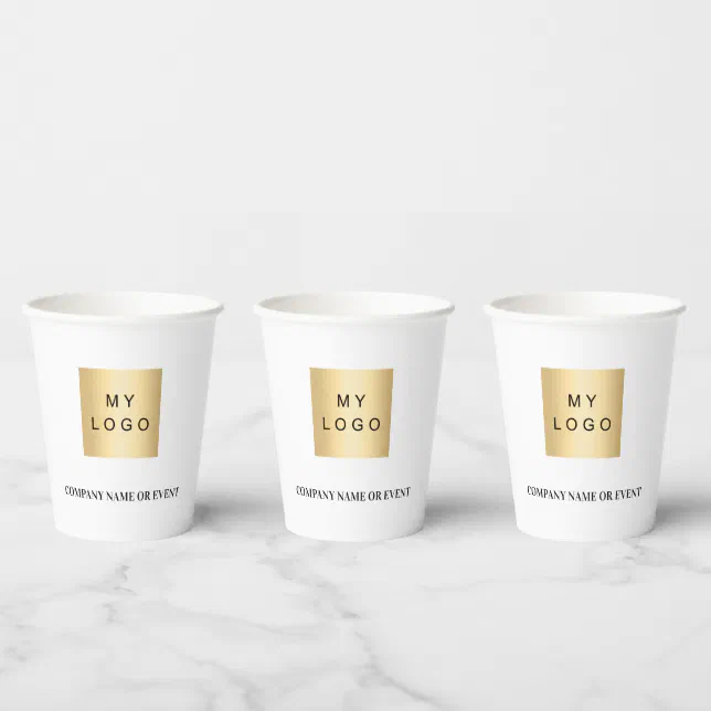 White business corporate logo qr code paper cups | Zazzle