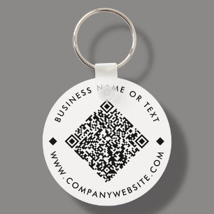 White   Business Custom QR Code Keychain