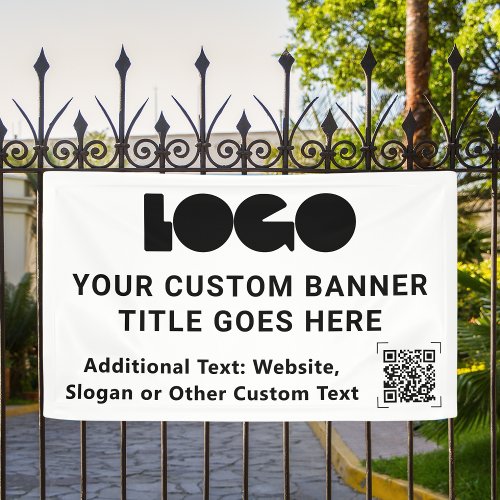 White Business Logo Company QR code Outdoor 3x5 Banner