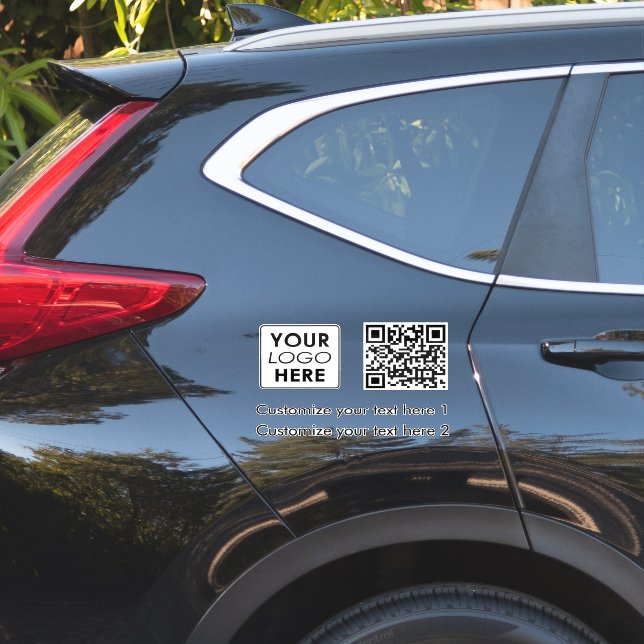 White Business Logo Company Simple QR Code Text  Sticker (Car Side)