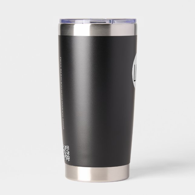 White Business logo Custom QR code website  Insulated Tumbler (Front)