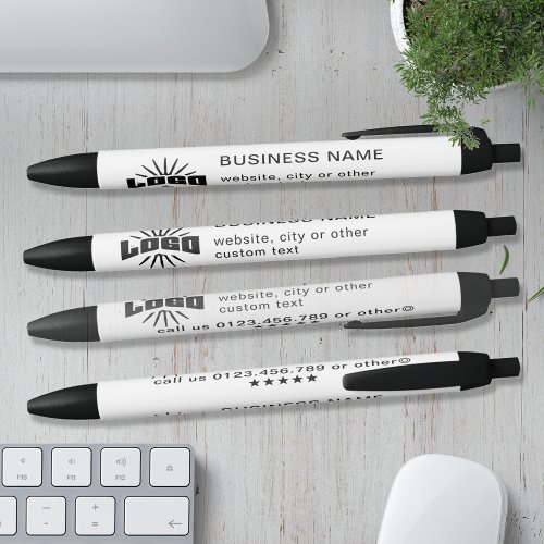 White Business logo name Company Brand Custom Black Ink Pen