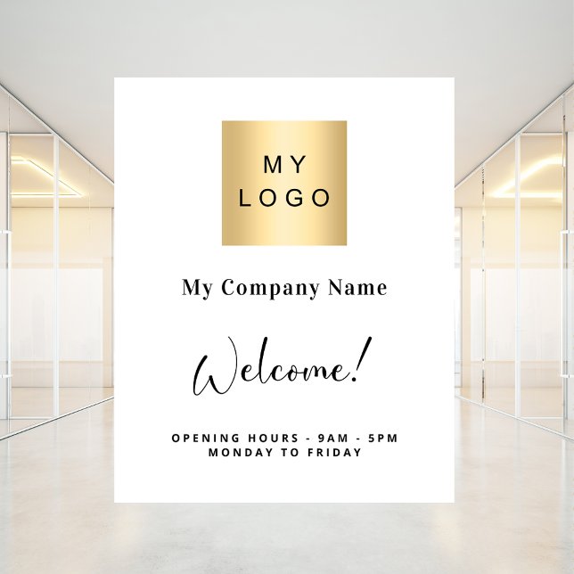White business logo name opening hours poster (Creator Uploaded)