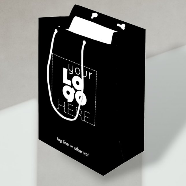 White Business Logo on Black Paper Shopping Bag (Creator Uploaded)