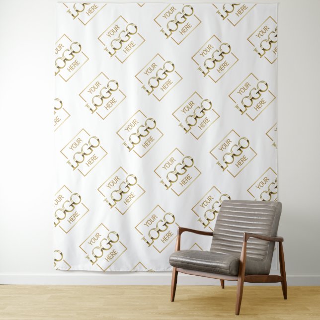 White Business Logo Pattern Trade Show Backdrop (In Situ)