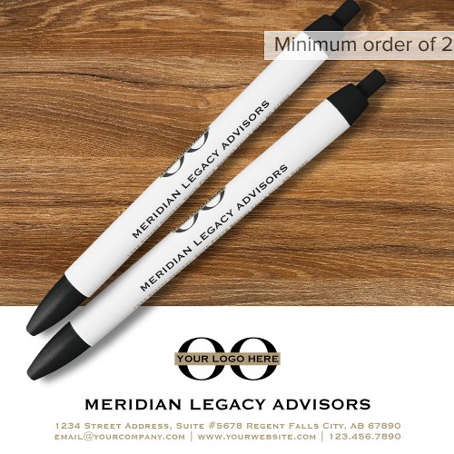 White Business Logo Promotional Black Ink Pen