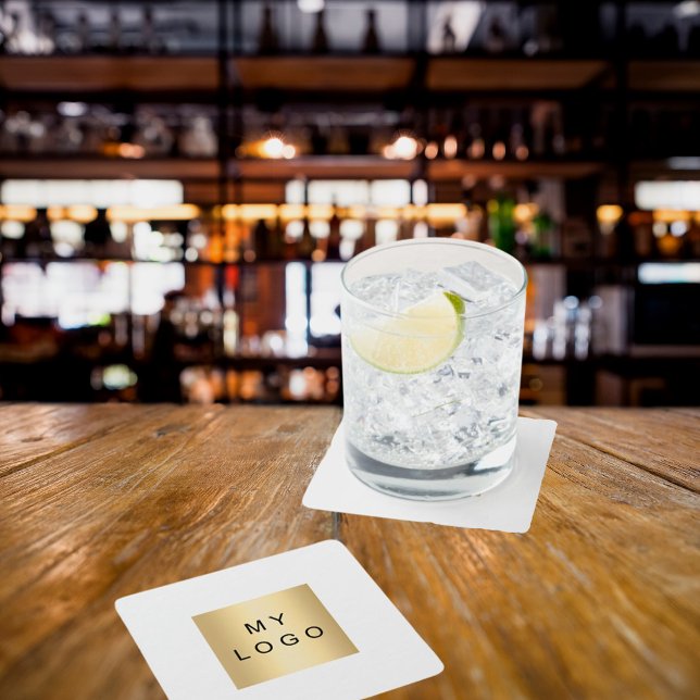 White business logo square paper coaster (Creator Uploaded)