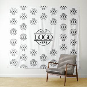 White Business Logo Step & Repeat Backdrop Banner
