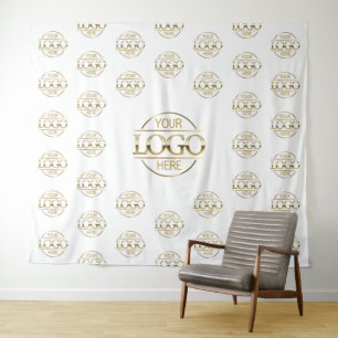 White Business Logo Step & Repeat Backdrop Banner
