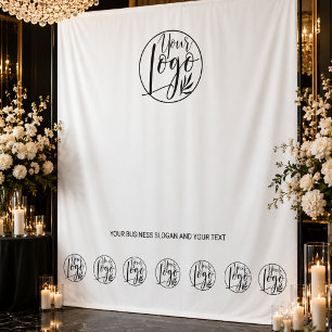 White Business Logo Step Repeat Photo Backdrop
