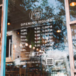 White Business opening hours logo and qr code Window Cling<br><div class="desc">Simple,  professional white Business opening hours logo and qr code</div>