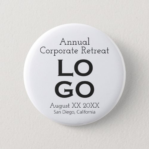 White Business or Corporate Event Custom Logo Button