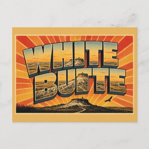 White Butte ND Badlands Prairie Grasslands Art Postcard
