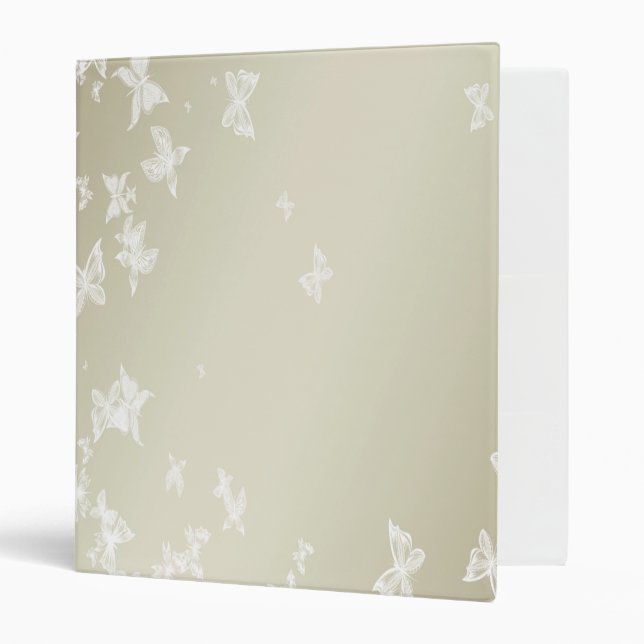 White Butterflies 3 Ring Binder (Front/Inside)