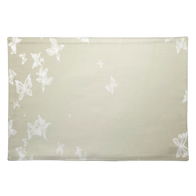 White Butterflies Cloth Placemat (Front)