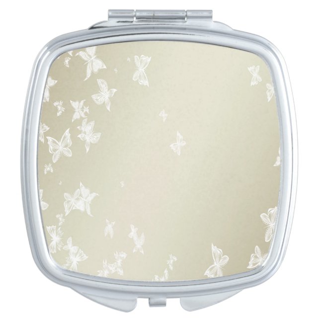 White Butterflies Compact Mirror (Front)