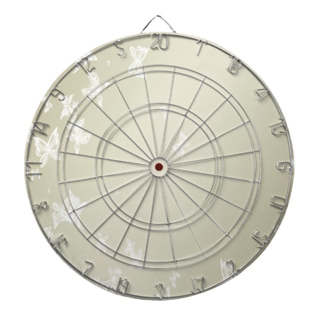 White Butterflies Dart Board (Front)