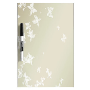 White Butterflies Dry Erase Board