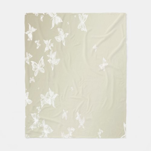 White Butterflies Fleece Blanket